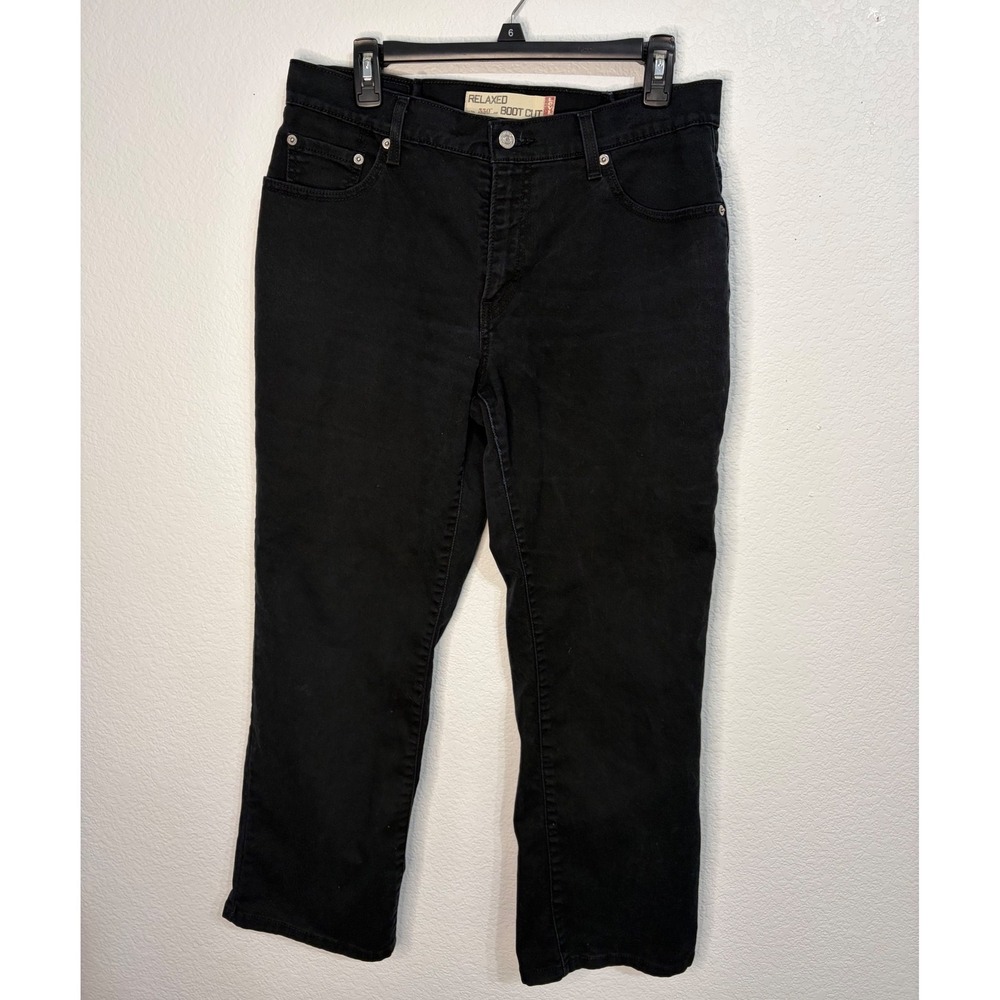 Levis 550 Relaxed Boot Cut Jeans Womens 14S Black Denim Stretch Pants